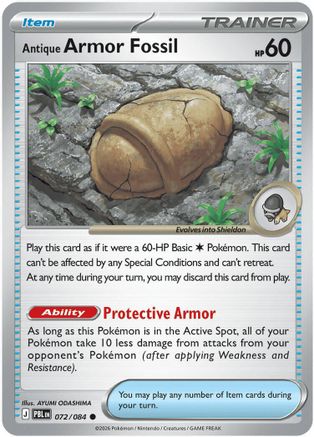 Antique Armor Fossil 072/084  ME05 Pitch Black - Common