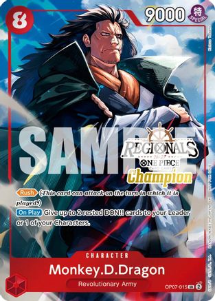 Monkey.D.Dragon (Regionals Champion Card Set 26-27 Vol.2) (OP07-015) - One Piece Promotion Cards Foil