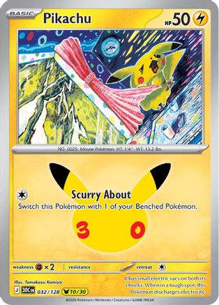 Pikachu 032/128  - Holofoil ME 30th Celebration - None