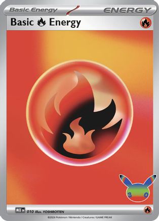 Basic Fire Energy (30th Celebration) 010  - Holofoil MEE Mega Evolution Energies - Futuristic Rare