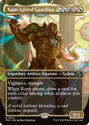 Karn, Gilded Guardian (Borderless) (FRA-316) - Reality Fracture Foil