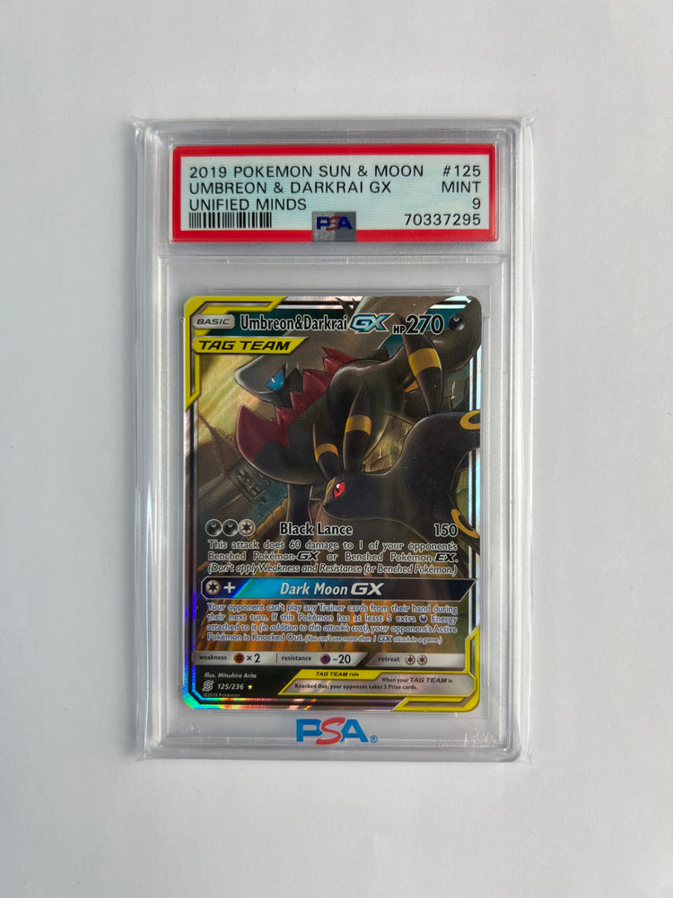 2019 Pokemon Sun & Moon Umbreon & Darkrai GX Unified Minds PSA Mint 9