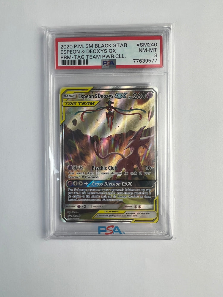 2020 Pokemon SM Black Star Promo Espeon & Deoxys GX PSA NM-MT 8