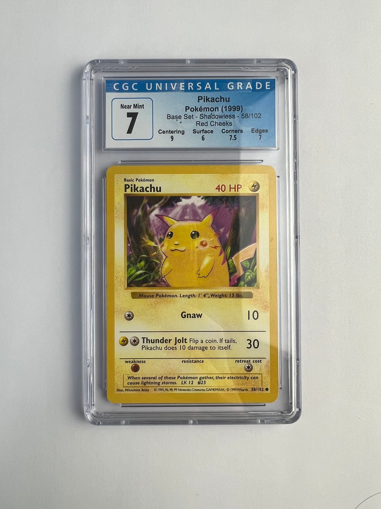 Pikachu Base Set (Shadowless) - 58/102 *Red Cheeks* CGC 7