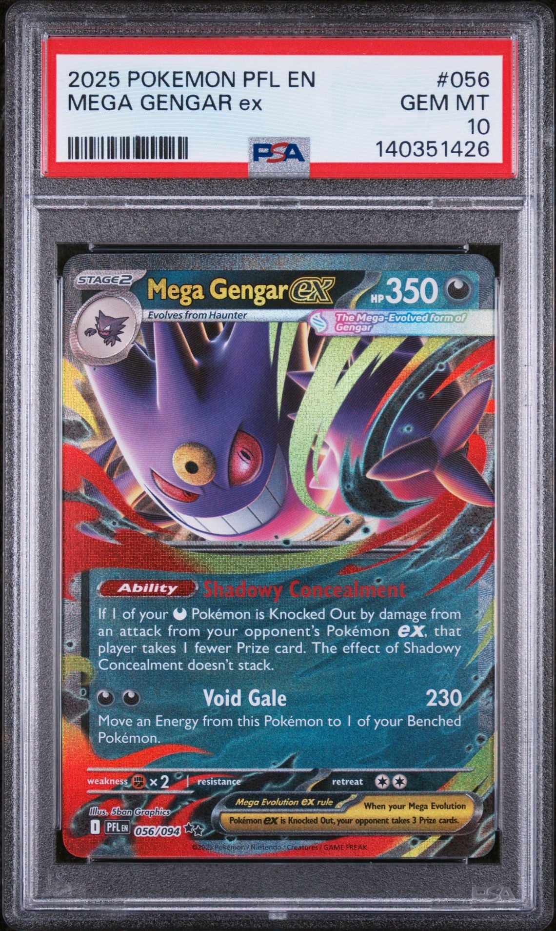 Pokemon Pfl En-Phantasmal Flames Mega Gengar Ex PSA 10
