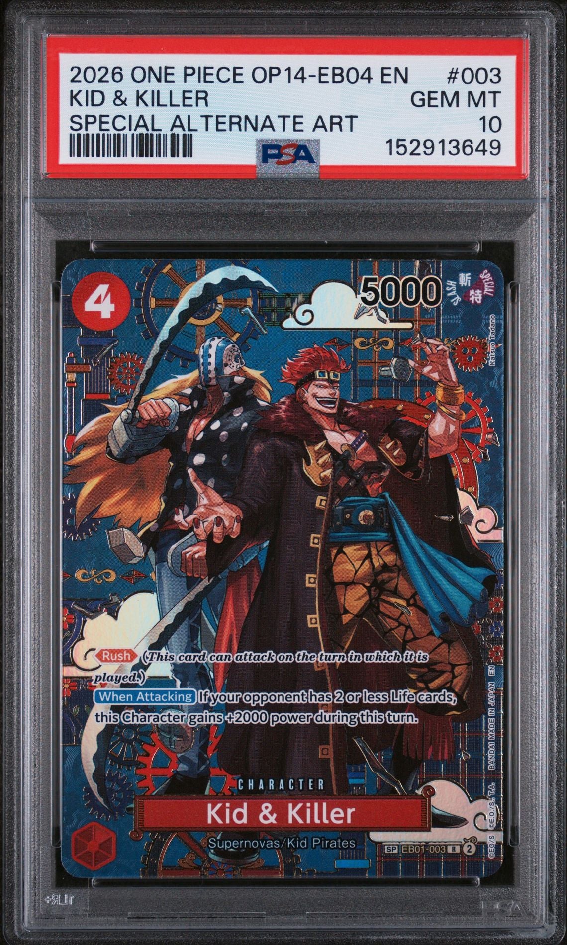 One Piece Op14-Eb04-The Azure Sea'S Seven Kid & Killer PSA 10