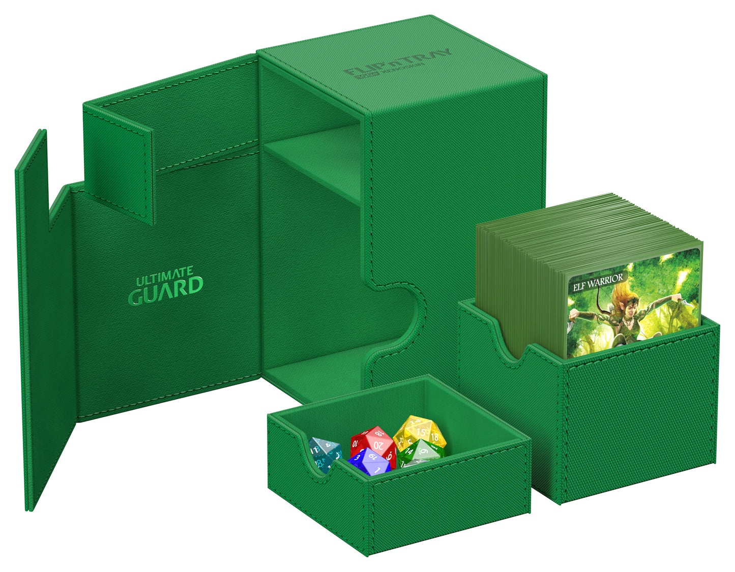 Ultimate Guard FLIP N TRAY DECK CASE MONOCOLOR GREEN 100+