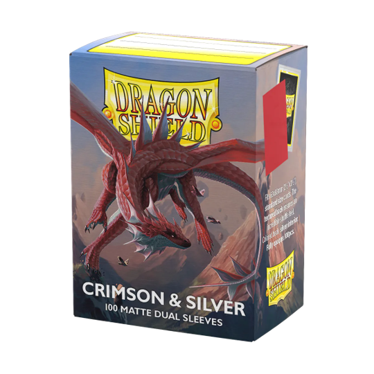 Dragon Shield Dual Matte Sleeves – Crimson / Silver (100ct) Standard Size