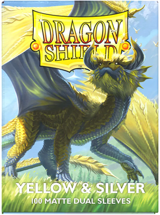 Dragon Shield Dual Matte Sleeves – Yellow / Silver (100ct) Standard Size