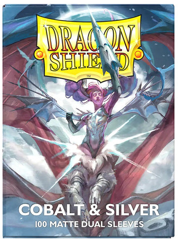 Dragon Shield Sleeves – Dual Matte Cobalt / Silver (100ct Standard Size)