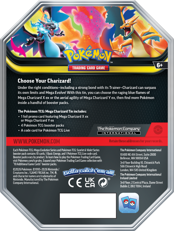 Pokémon Mega Charizard X or Mega Charizard Y Tin (Variant May Vary)