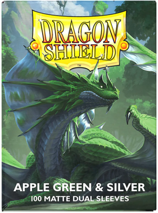 Dragon Shield Dual Matte Sleeves – Apple Green / Silver (100ct) Standard Size