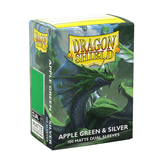 Dragon Shield Dual Matte Sleeves – Apple Green / Silver (100ct) Standard Size