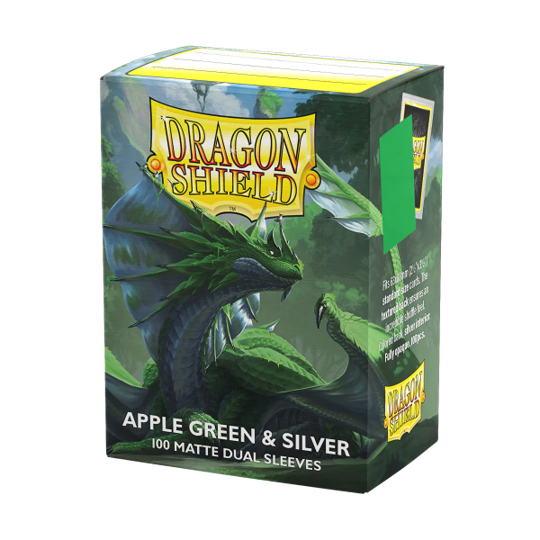 Dragon Shield Dual Matte Sleeves – Apple Green / Silver (100ct) Standard Size