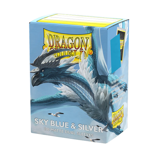 Dragon Shield Dual Matte Sleeves – Sky Blue / Silver (100ct) Standard Size