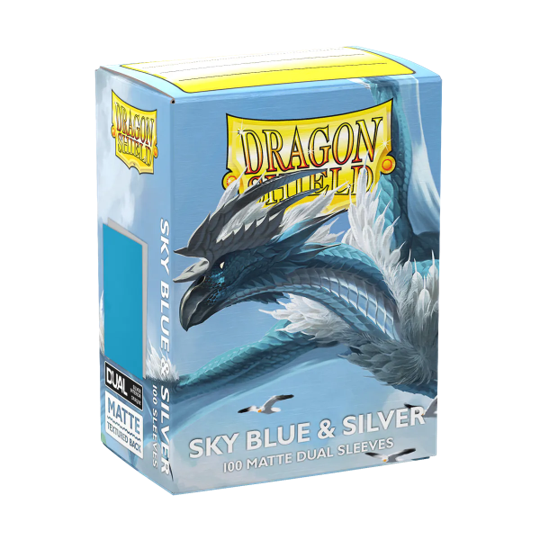 Dragon Shield Dual Matte Sleeves – Sky Blue / Silver (100ct) Standard Size