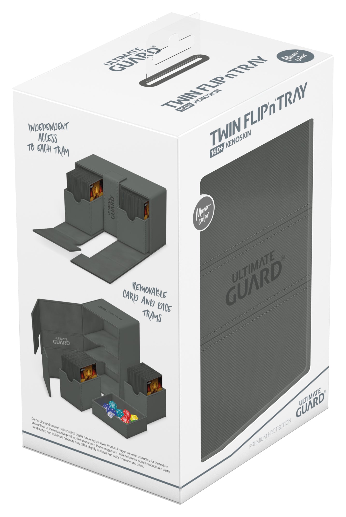 Ultimate Guard TWIN FLIP N TRAY DECK CASE MONOCOLOR GREY 160+