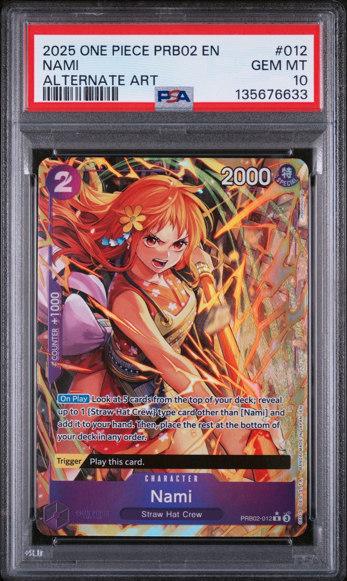 One Piece Prb02-Premium Booster -One Piece Card The Best- Vol.2 Nami PSA 10