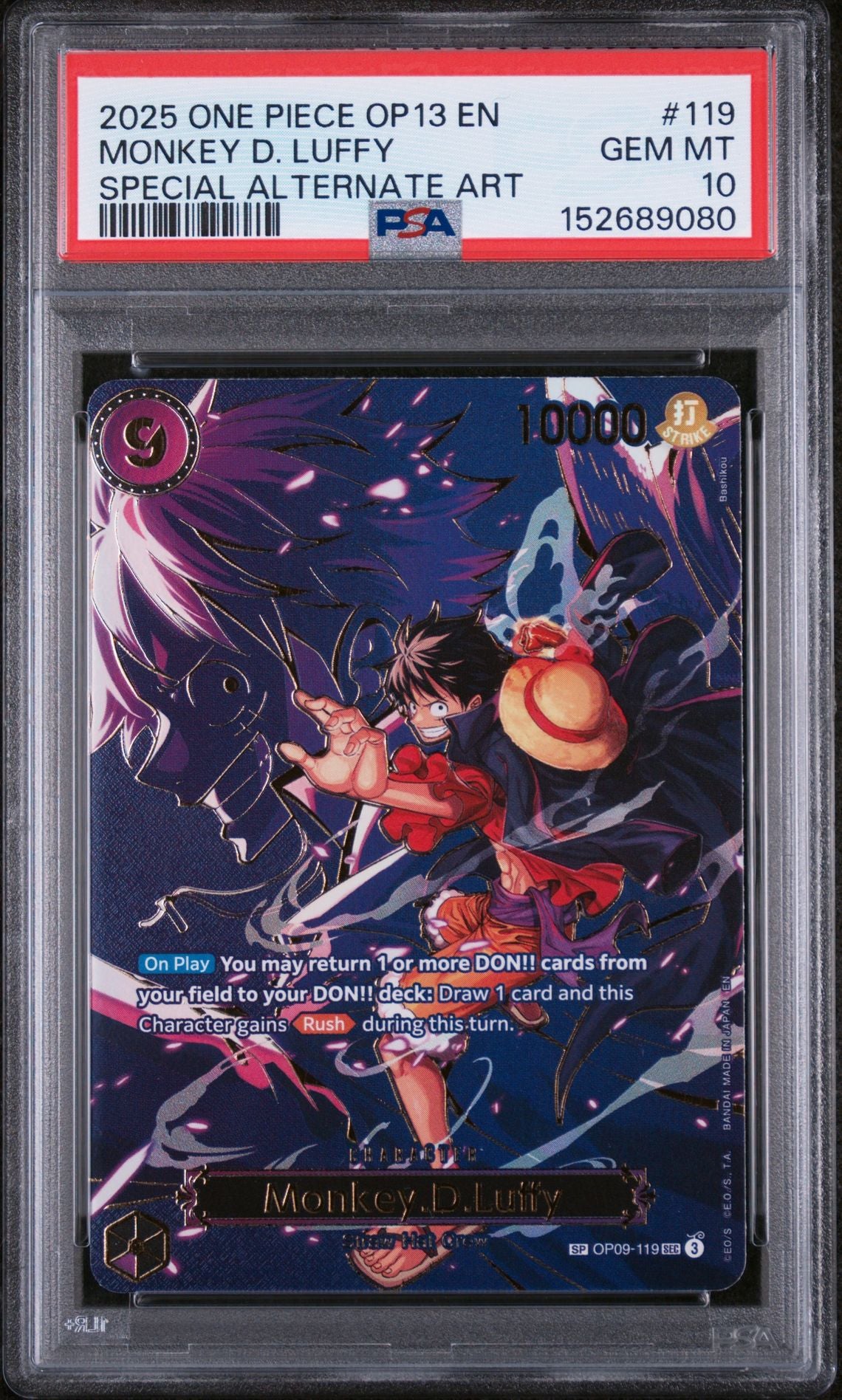 One Piece Op13-Carrying On His Will Monkey D. Luffy PSA 10