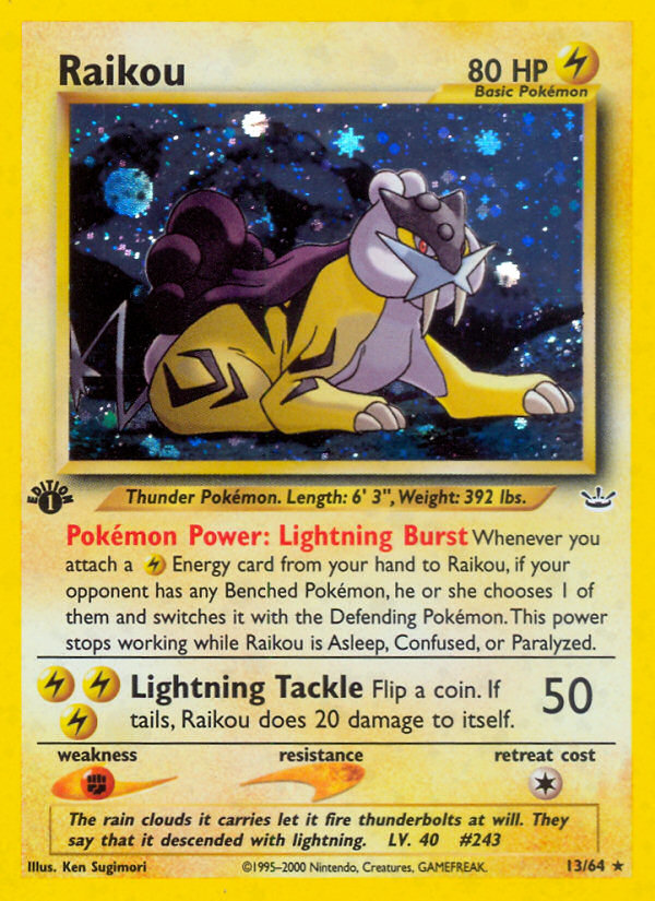 Pokémon Raikou English Holo rare buy card 13/64 Neo Revelation